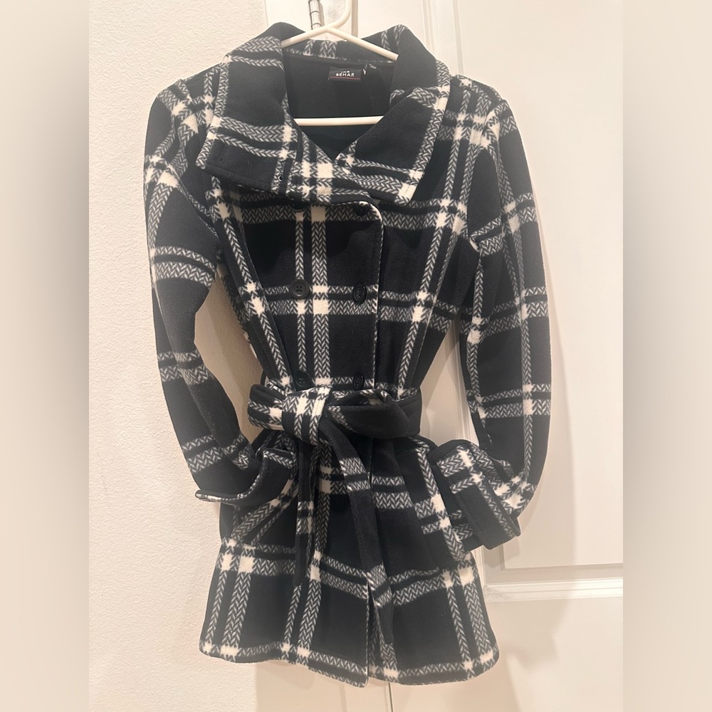 Ike Behar Women's Double Breasted Fleece Belted Coat